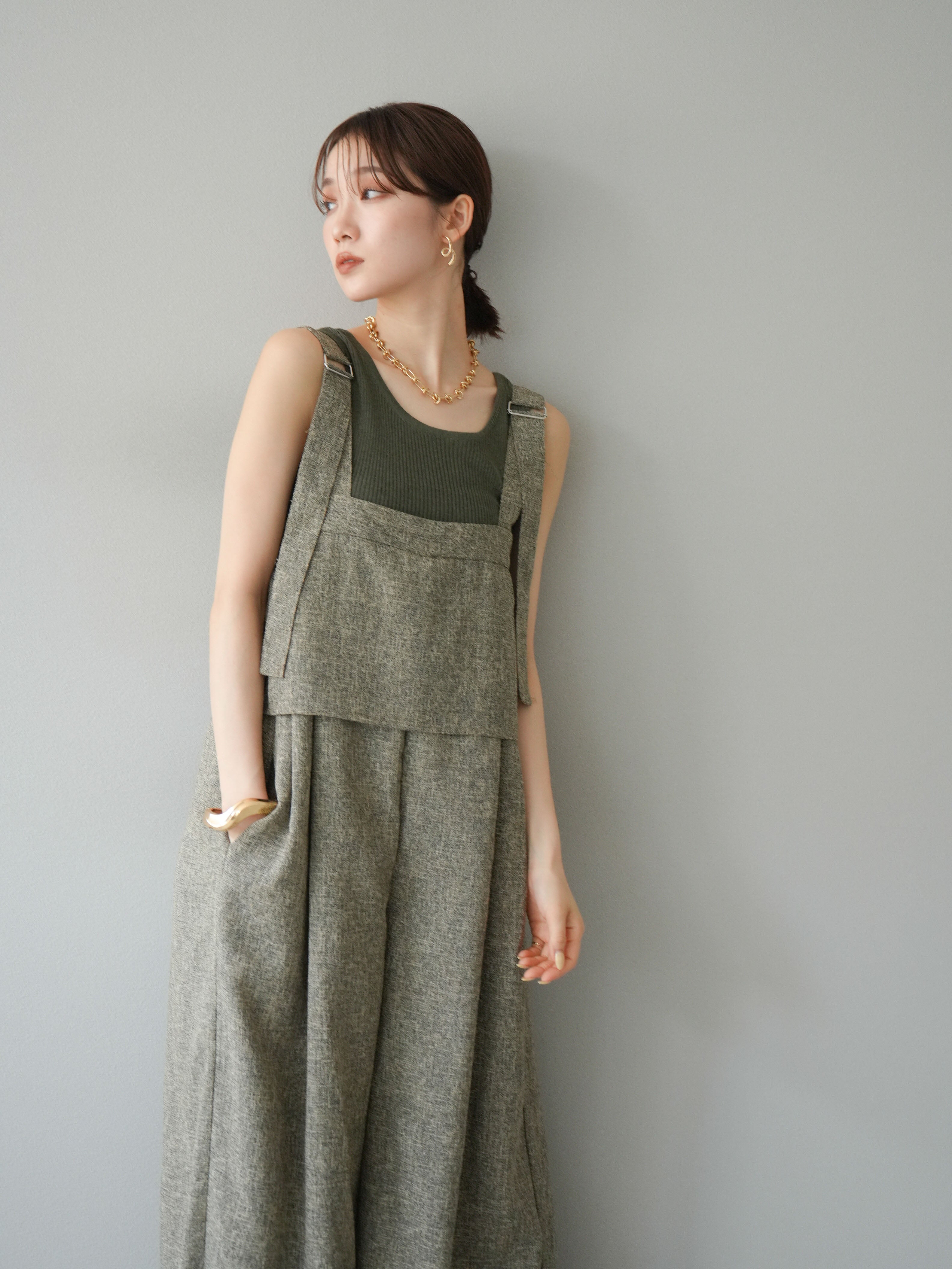 予約]サマーツイードケープサロペット/ブラウン – Lumier