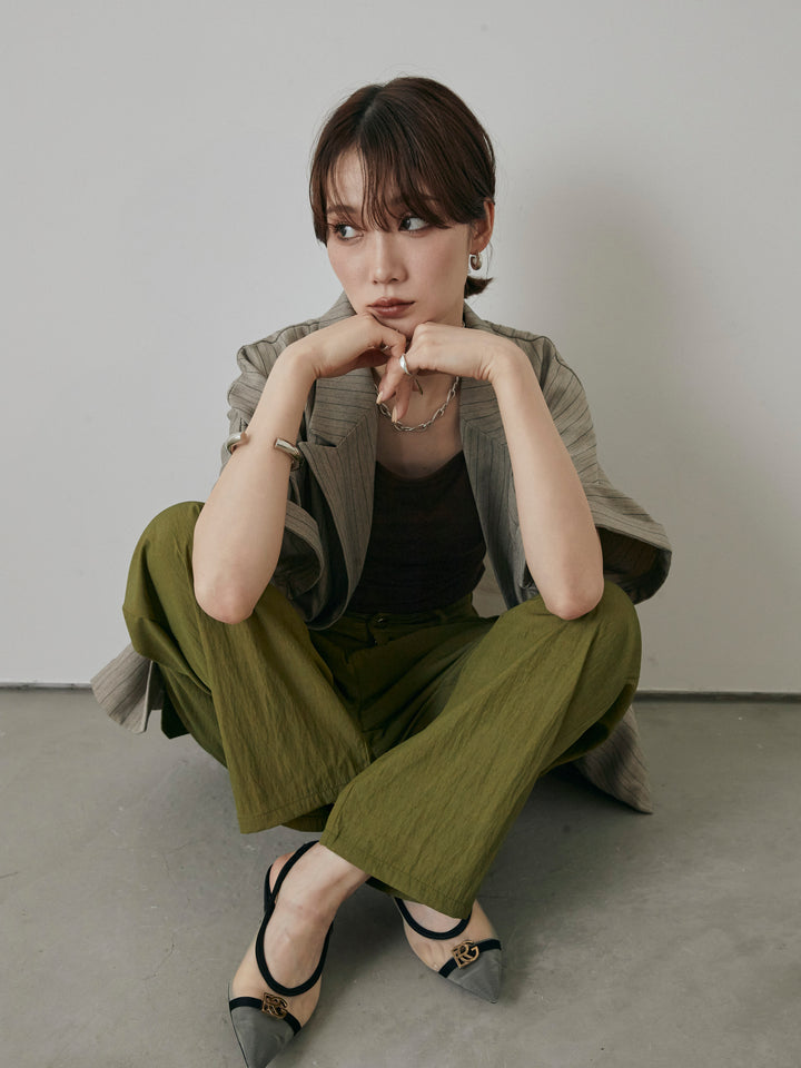 [予約]バックオーガンジーヘリンボーンストライプハーフジャケット/グレージュ