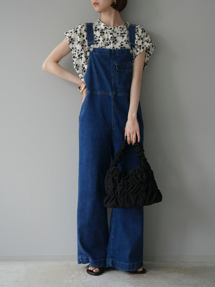 [予約]フラワープリントフレンチスリーブブラウス/アイボリー