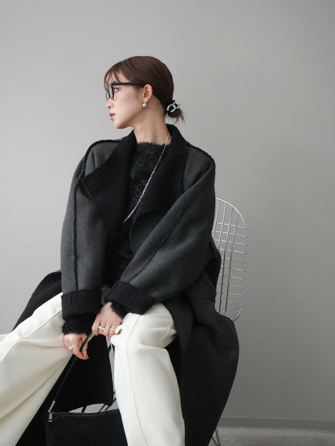 [予約]アウトシーム裏ボアコート/black