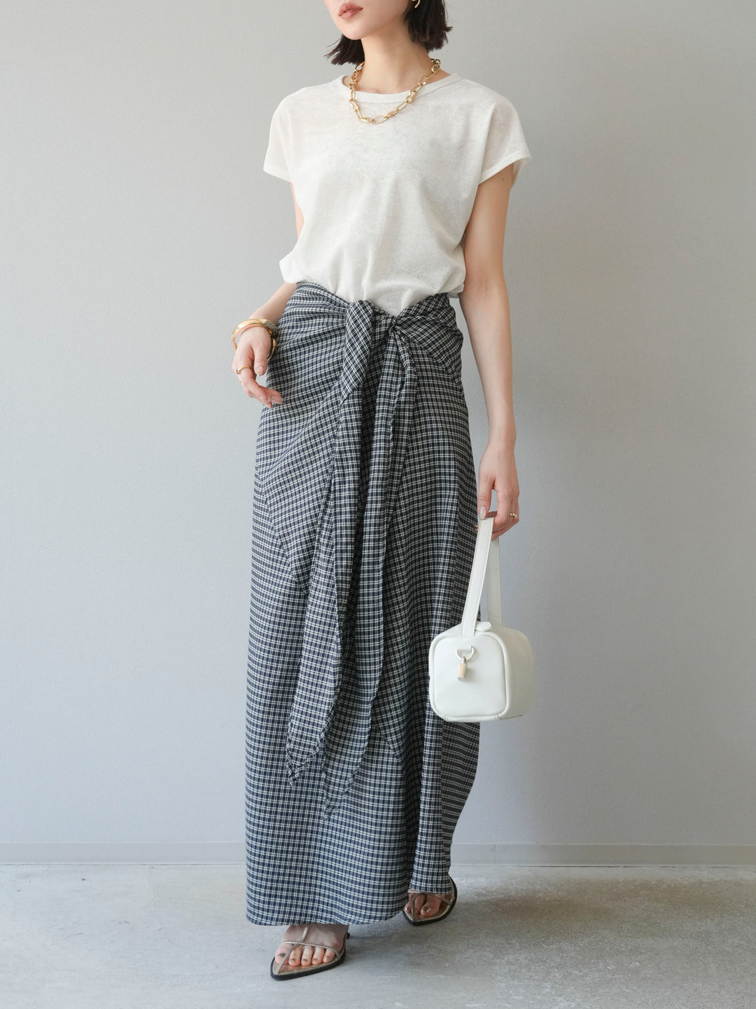 [SET]シアーベロアプルオーバー+サイド巻きツイルスカート(2set)