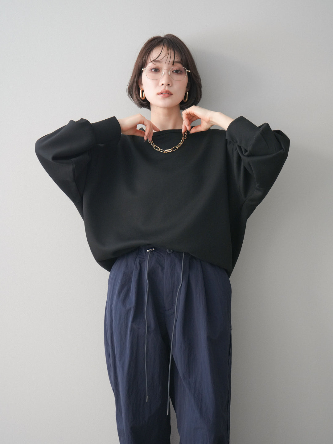 [予約]ライトポンチコクーンプルオーバー/black