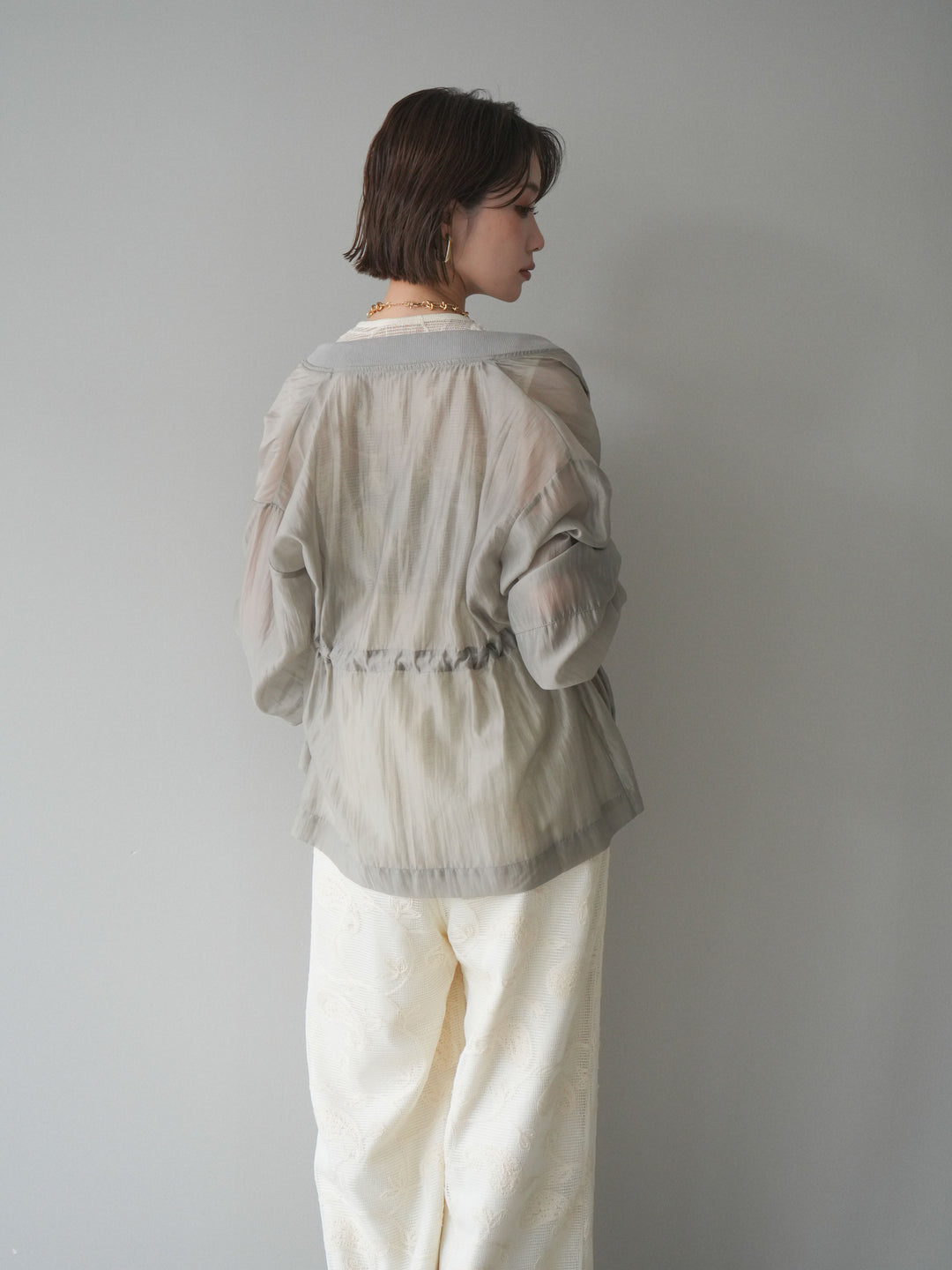 [SET]レース刺繍サロペット+ドロストシアーブルゾン(2set)