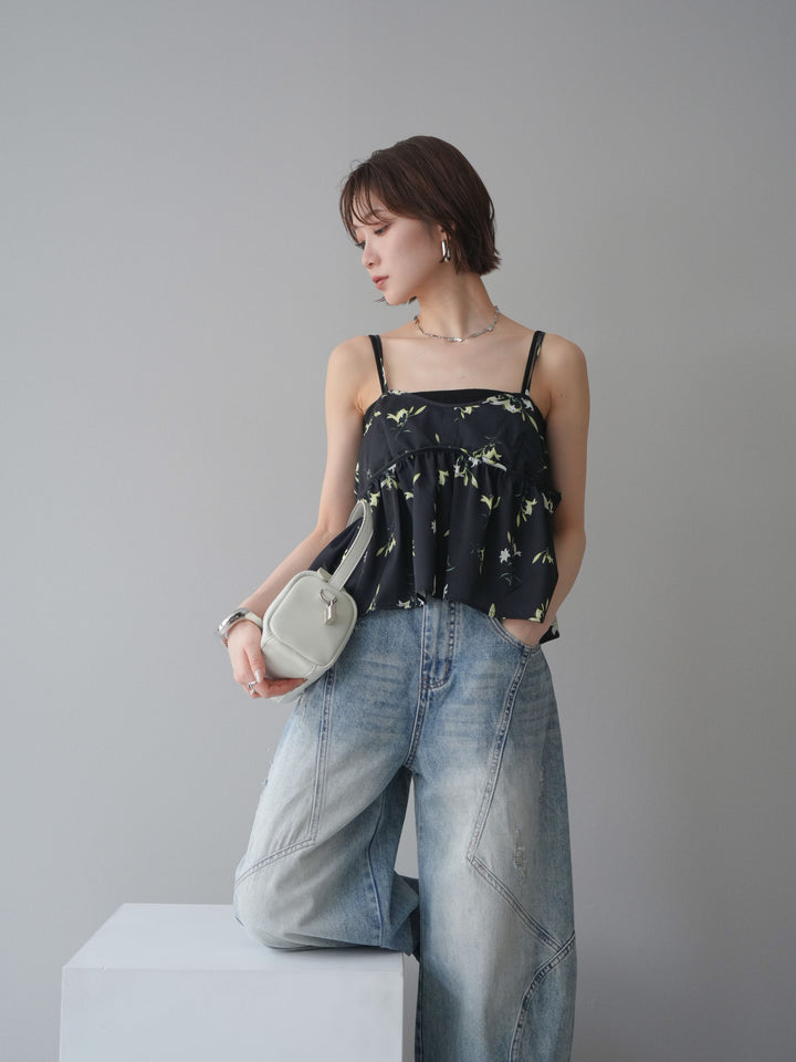 [SET]フラワープリントキャミソール+フラワープリントキャミソール(2set)