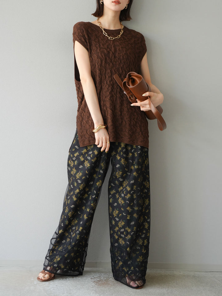 【預購】Pokopoko 無袖針織套頭衫/棕色