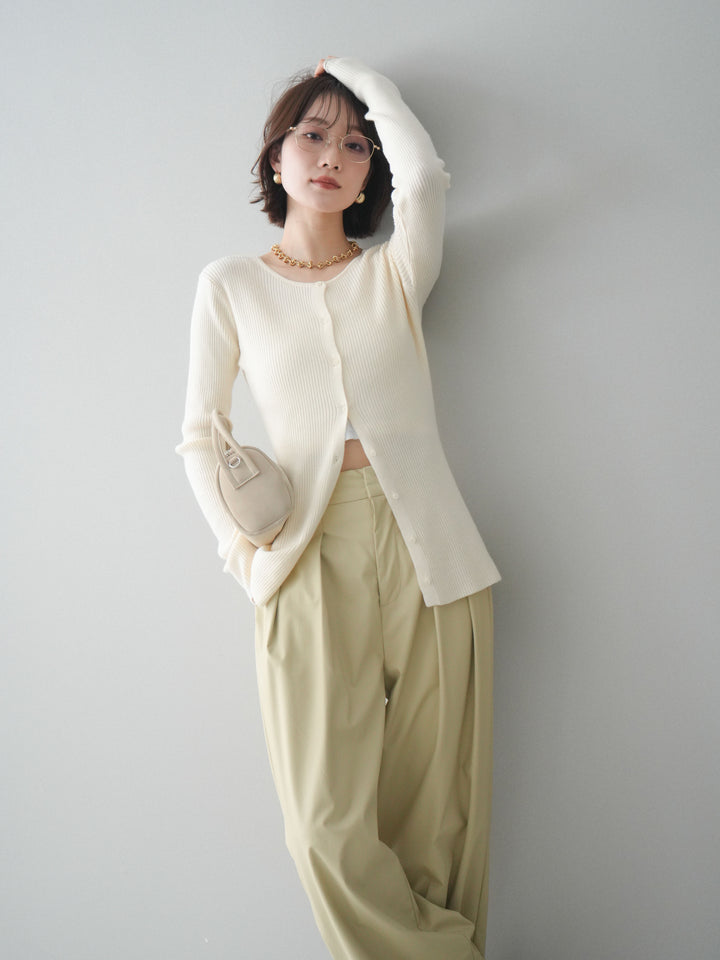[予約]前後2WAYリブ編みクルーネックカーディガン/ivory