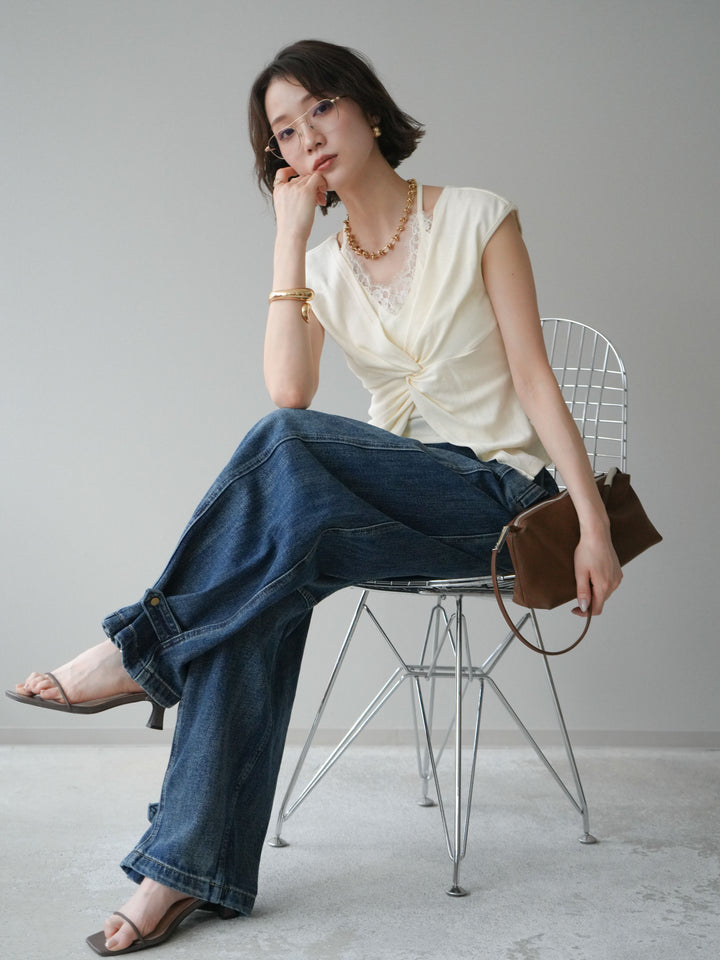 【套裝】前扭紋羅紋上衣 + 前扭紋羅紋上衣（兩件組）