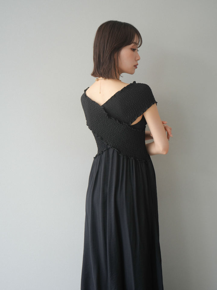 [SET]シャーリングクロスワンピース+シャーリングクロスワンピース(2set)