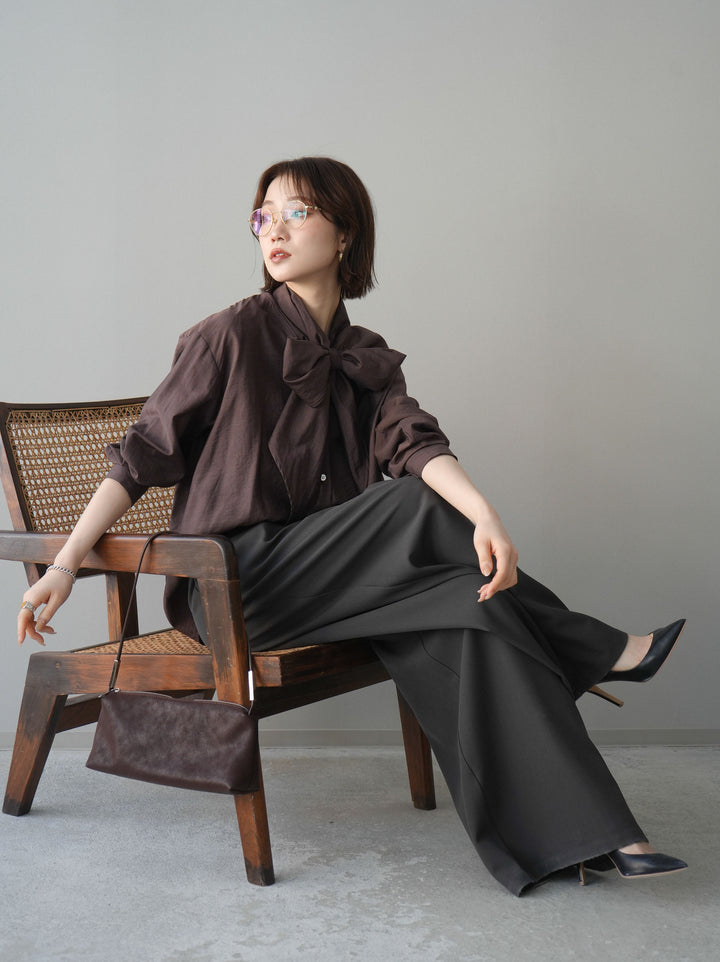 [予約]シアーボウタイブラウス/brown