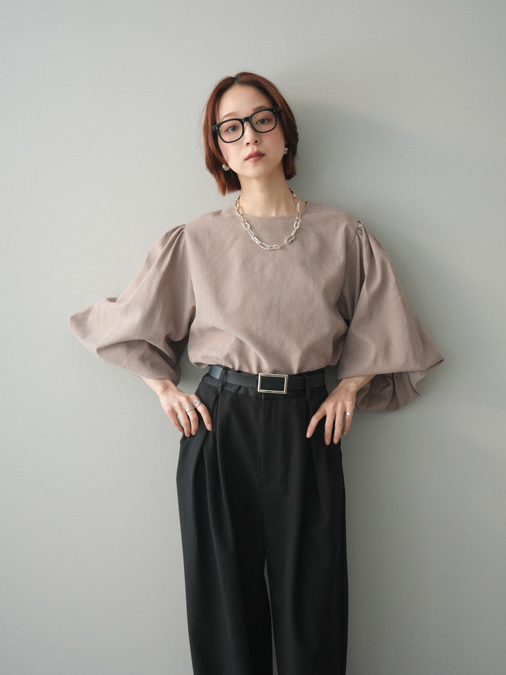 [予約]2WAYピーチスキンボリュームスリーブブラウス/mocha