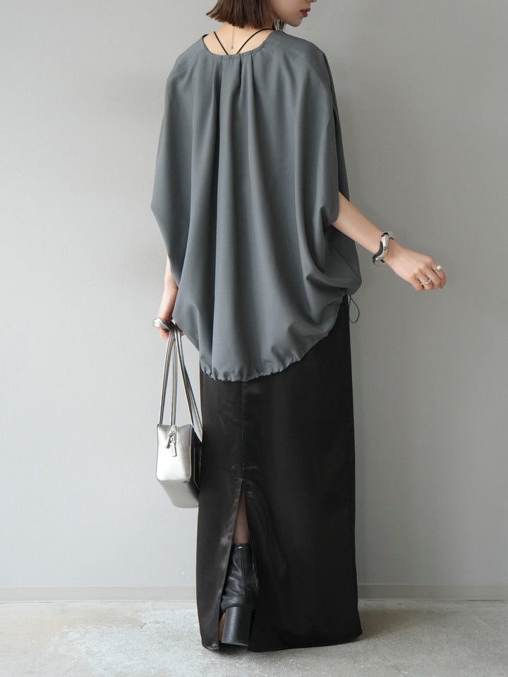 [予約]スリーブレスドロストZIPブルゾン/グレー