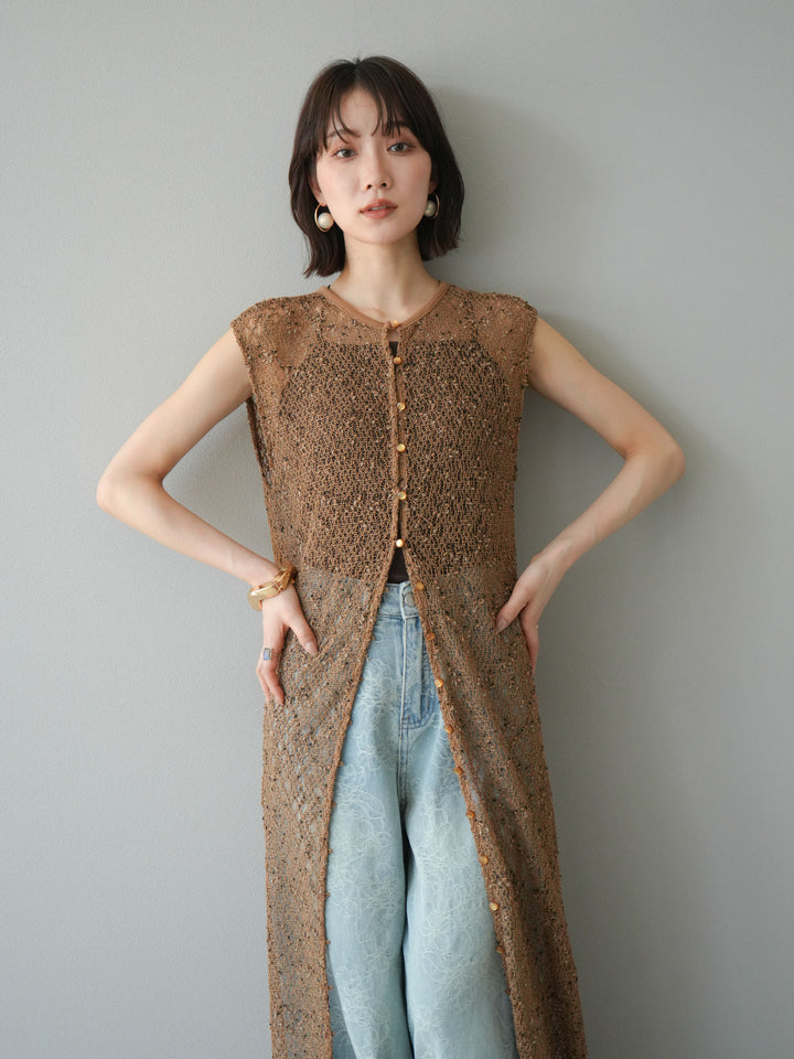 [予約]2WAYネップメッシュワンピース/ブラウン