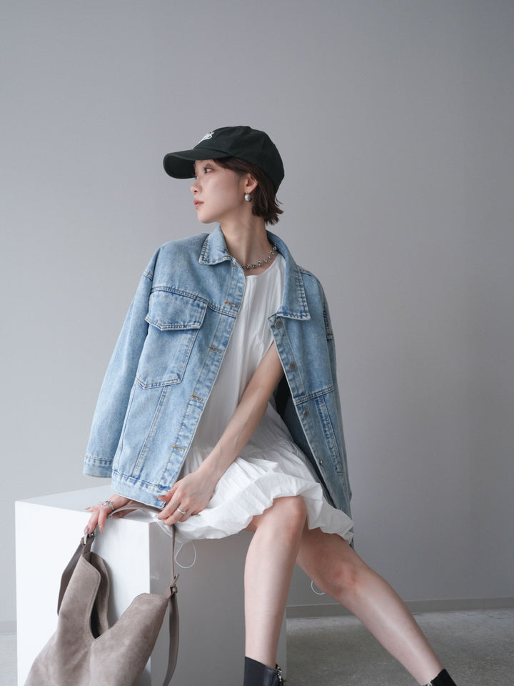 [予約]ドロストバルーンミニワンピース/white