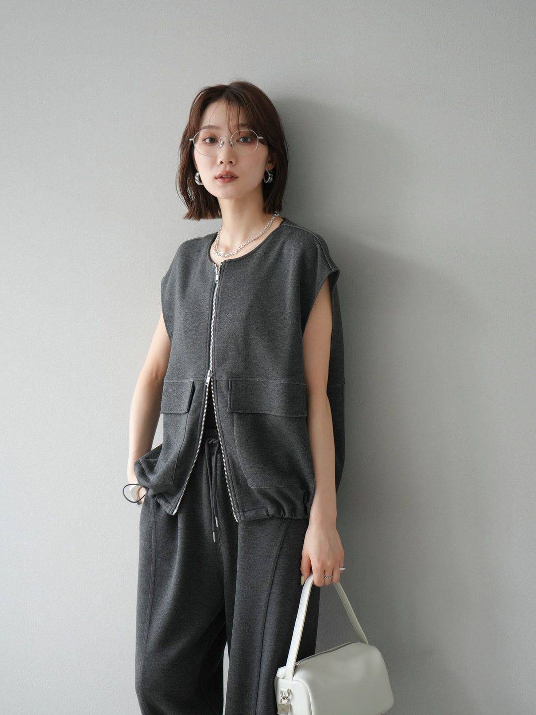 [予約]ライトポンチZIPブルゾン/チャコール