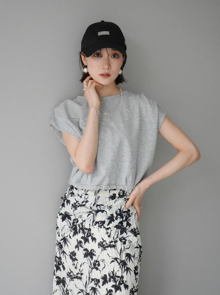 [Pre-order] Washer waist design flower pattern skirt/off-white