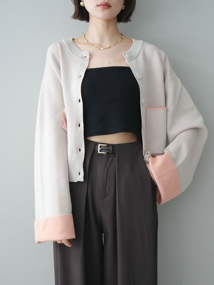 [SET]レーヨンポリダブルフェイスニットカーディガン+ベルトループデザインワイドパンツ(2set)