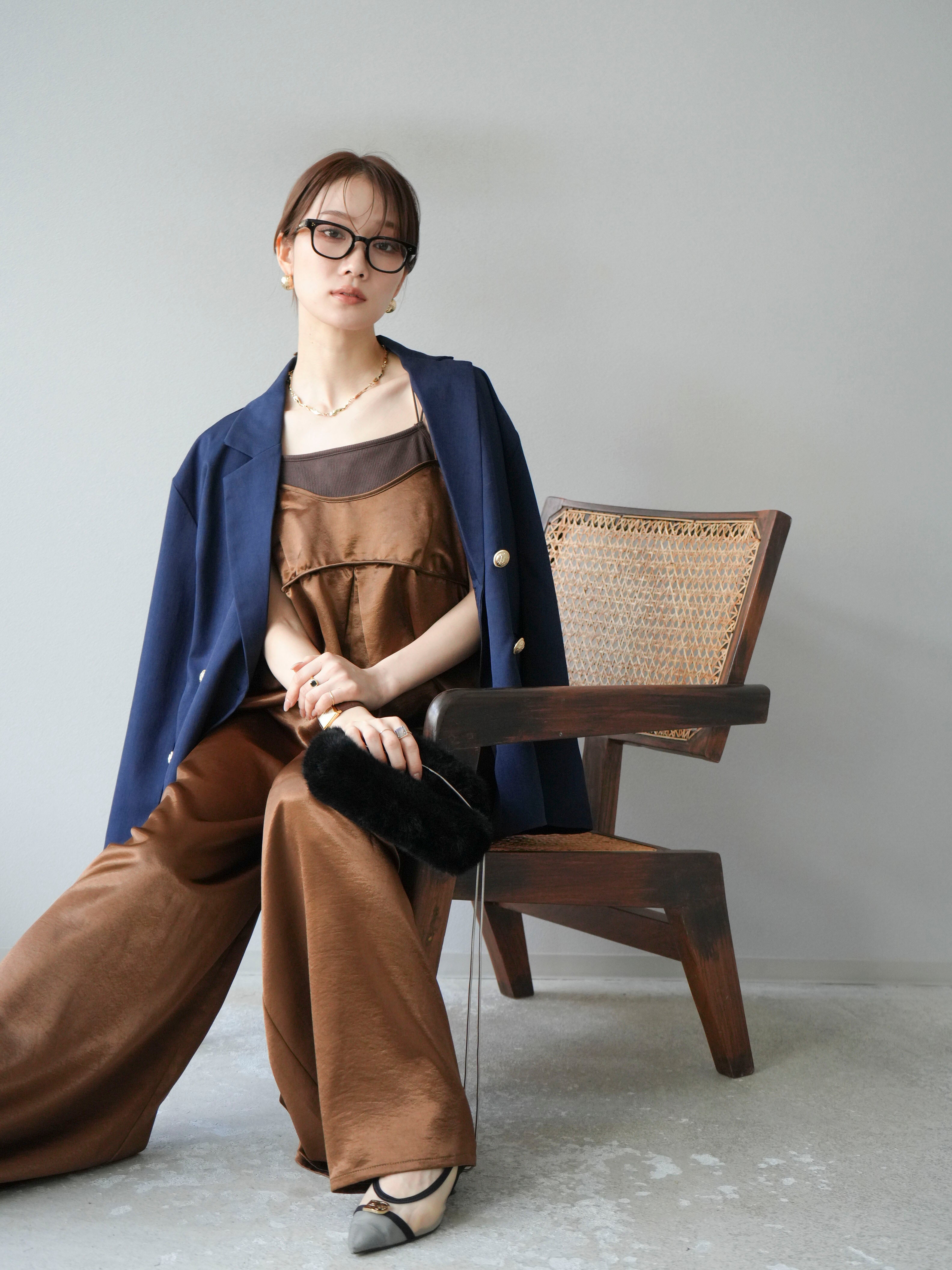 予約]サテンビスチェオールインワン/ブラウン – Lumier