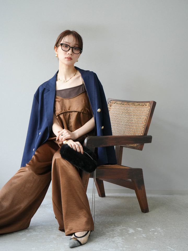 [予約]サテンビスチェオールインワン/ブラウン