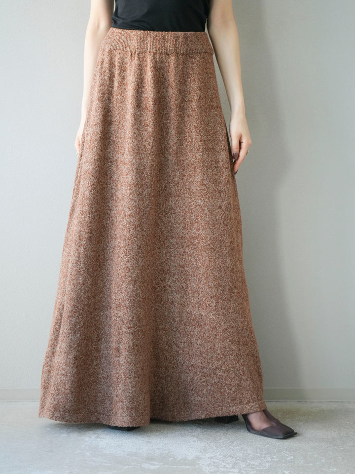 [予約]ミックスヤーンニットスカート/オレンジ