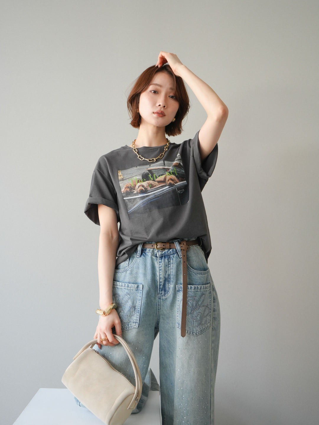 [予約]ドッグフォトTEE/charcoal