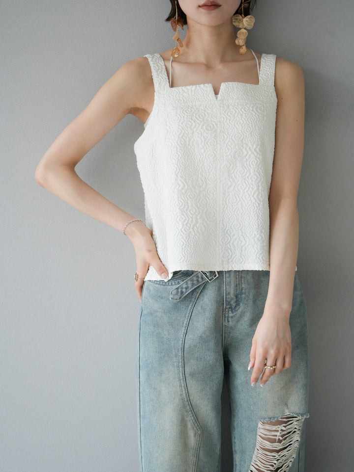 [Pre-order] Puffy Jacquard Bustier Cami Top/Ivory