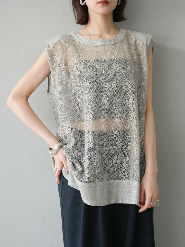 [予約]シャイニーレースプルオーバー/グレー