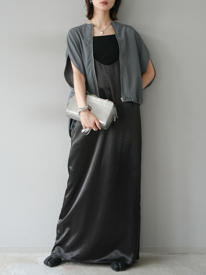 [予約]サテンキャミワンピース/ブラック