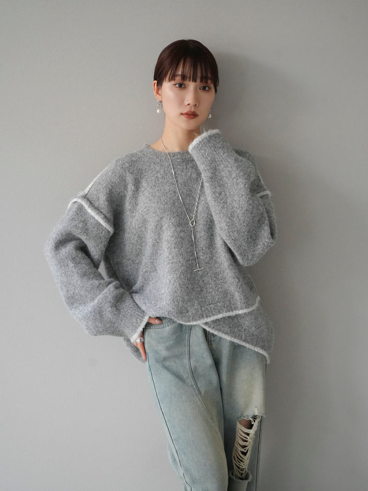 [預訂] 色彩協調針織套頭衫/灰色