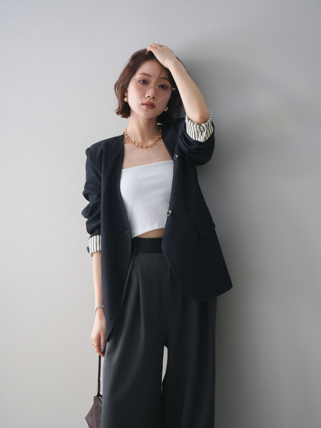 [予約]ノーカラージャケット/blue