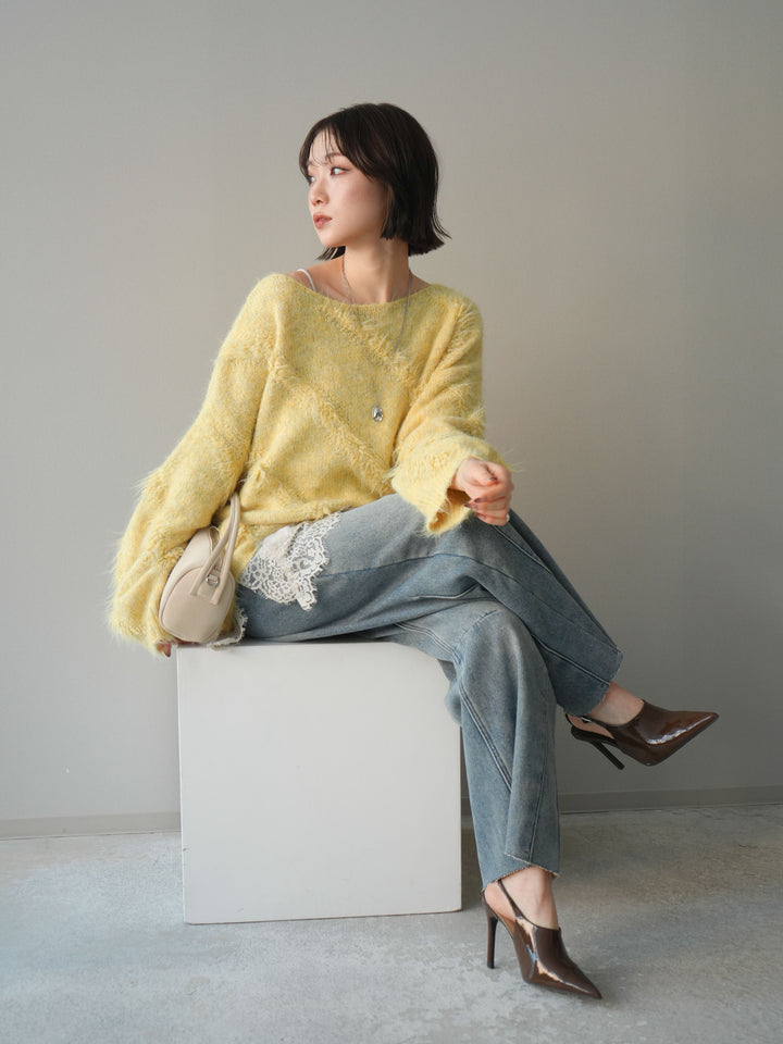 [SET]シャギーデザインニットプルオーバー+シャギーデザインニットプルオーバー(2set)