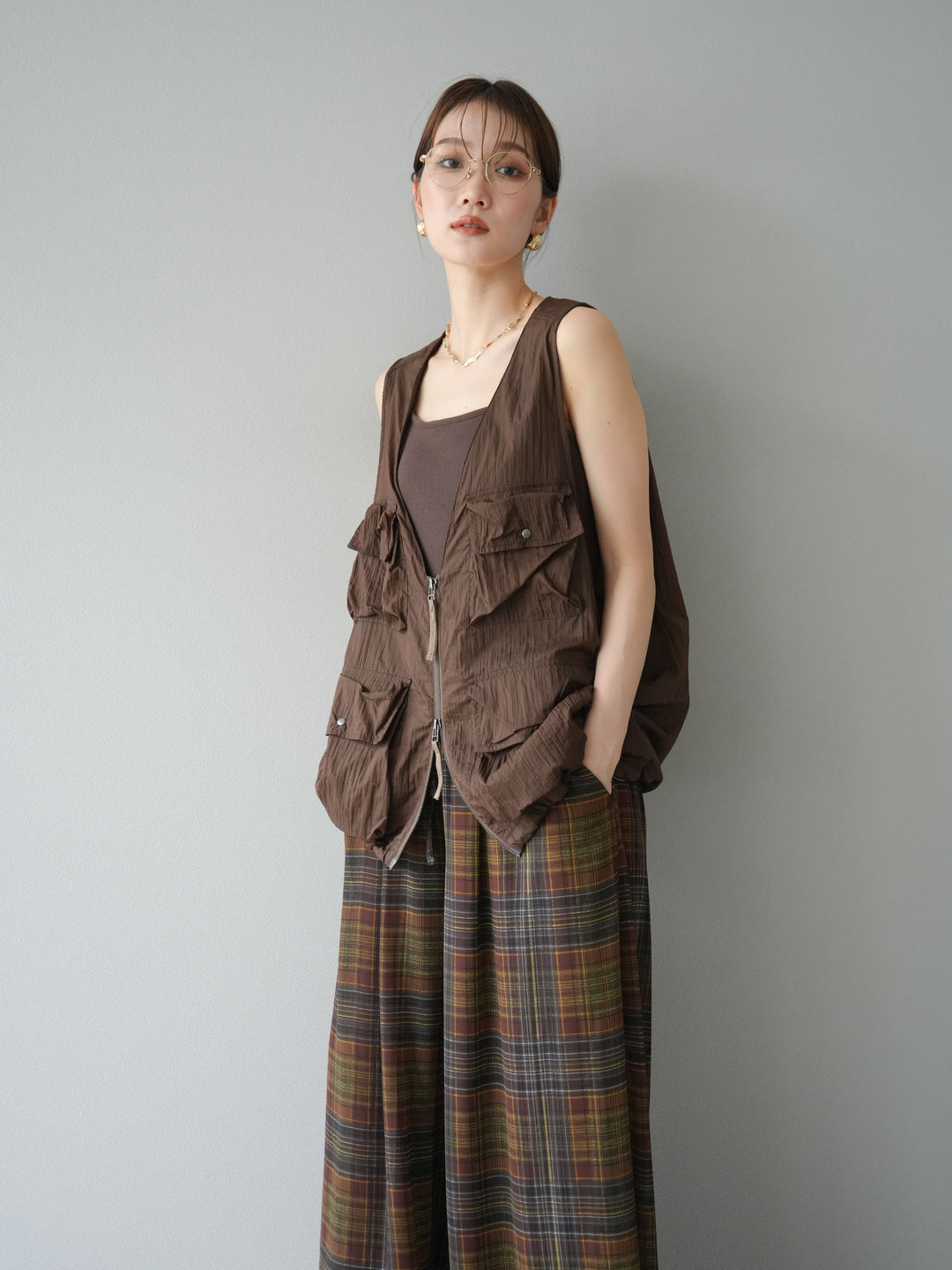 [予約]ナイロンBIGポケットシアーベスト/ブラウン