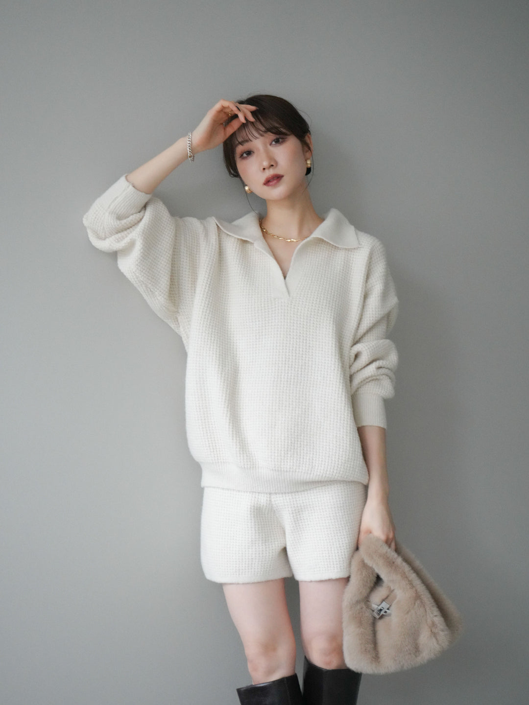 [SET]ポロニットプルオーバー＆ショートパンツSET UP+ポロニットプルオーバー＆ショートパンツSET UP(2set)