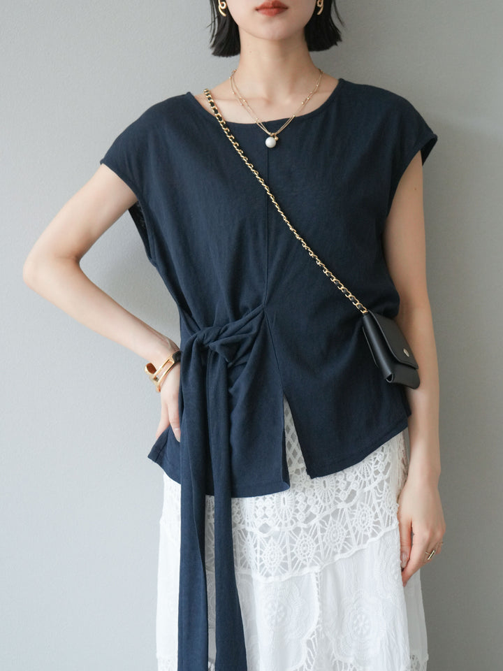 [予約]フロント巻きデザインカットソー/ネイビー