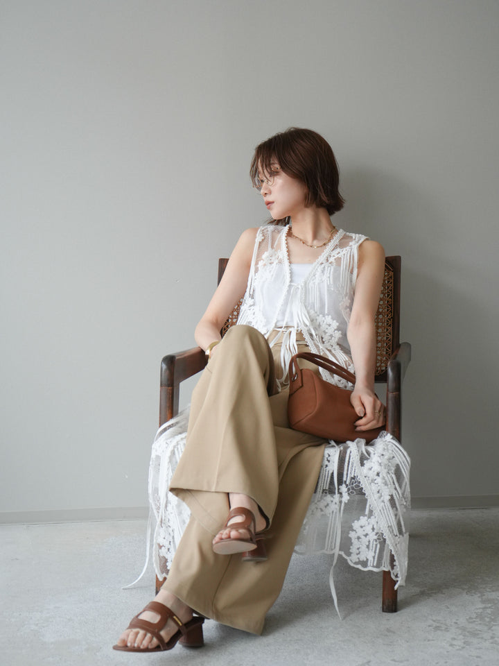 【預購】設計師蕾絲長裙配馬甲 / 白色