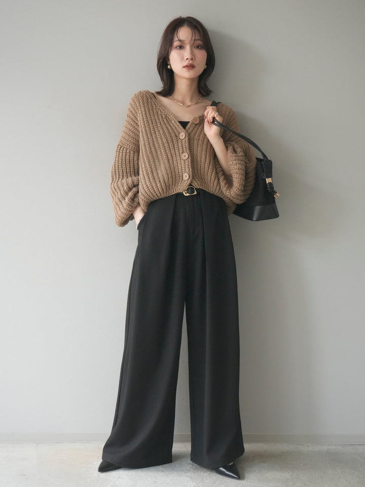 [予約]畦編みショートニットカーディガン/beige