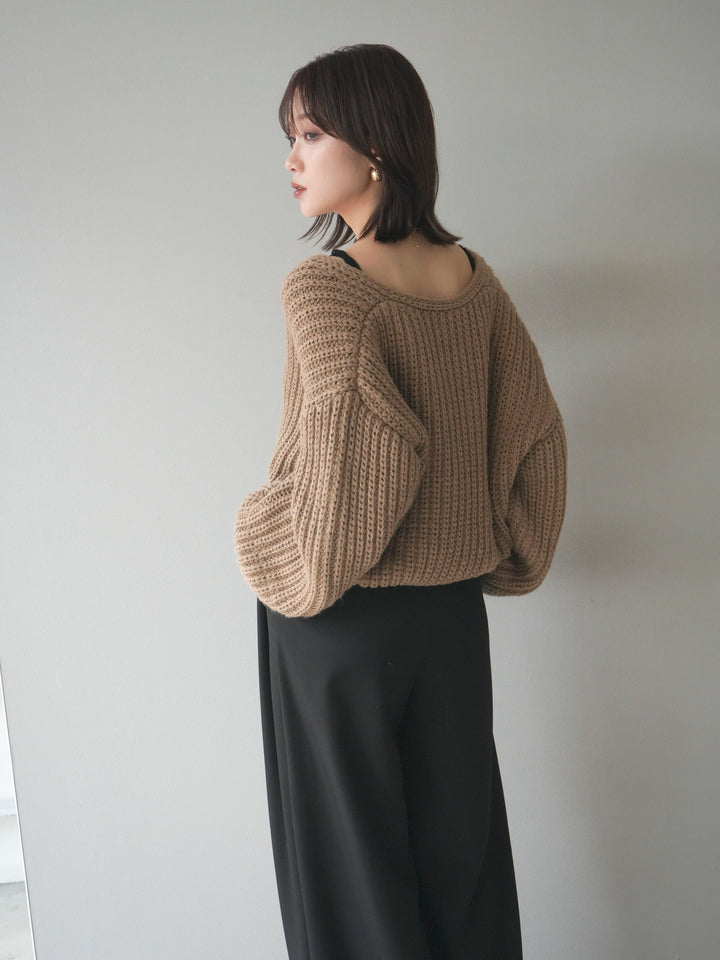 [予約]畦編みショートニットカーディガン/beige