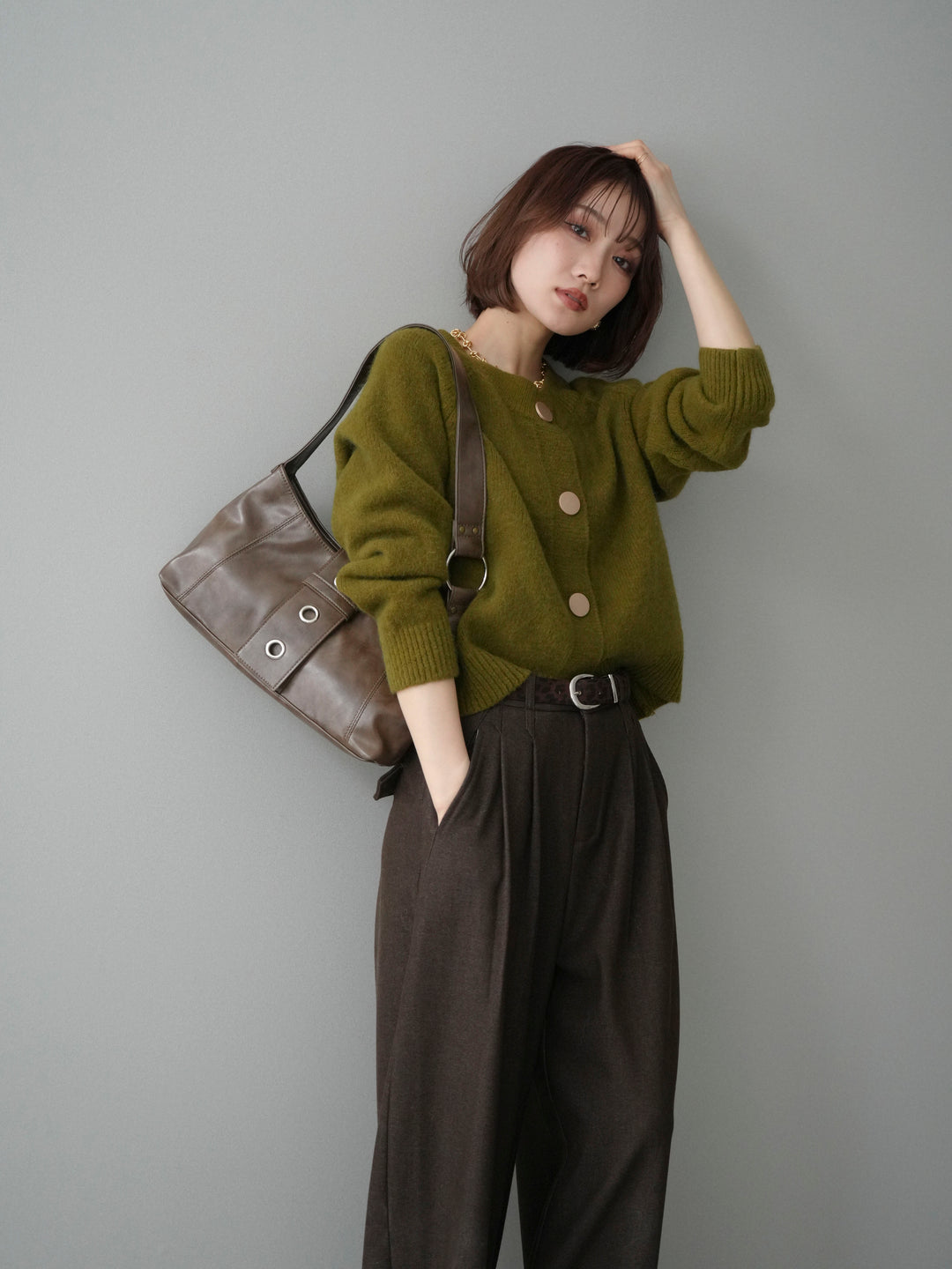 [SET]BIGボタンニットカーディガン+BIGボタンニットカーディガン(2set)