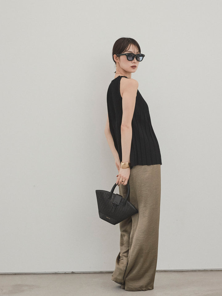 [SET]プリーツニットキャミソール+サテンイージーパンツ(2set)