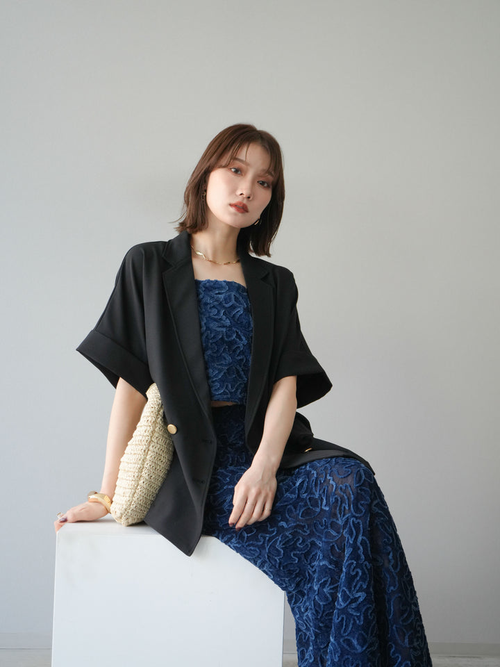 [預購] 金色紐扣半身夾克/黑色