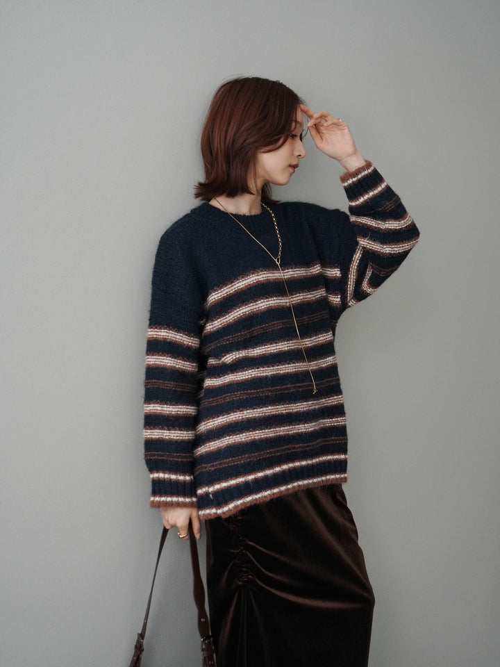 [SET]ステッチボーダーニットプルオーバー+ステッチボーダーニットプルオーバー(2set)