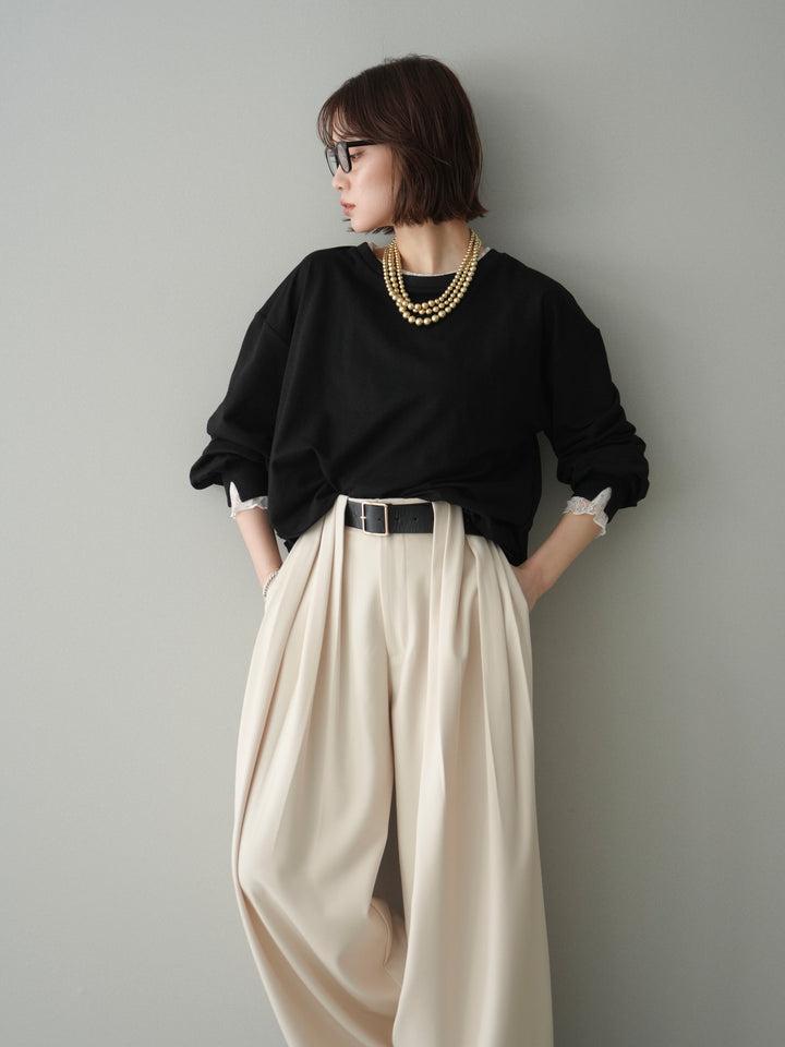 [予約]袖レースカットバルーンプルオーバー/black