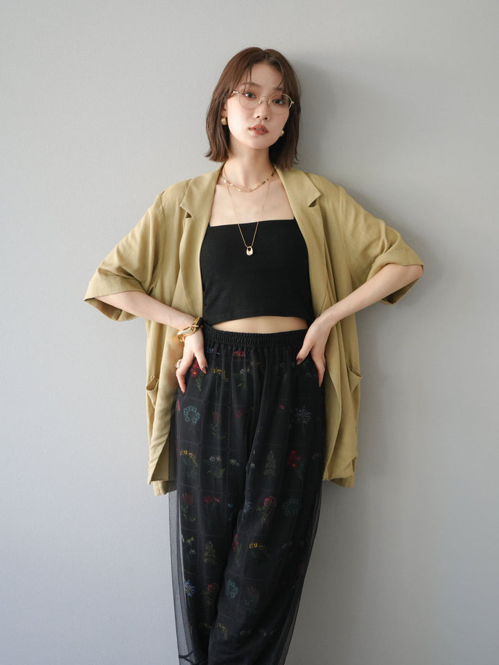 [予約]ライトリネンハーフスリーブジャケット/ベージュ