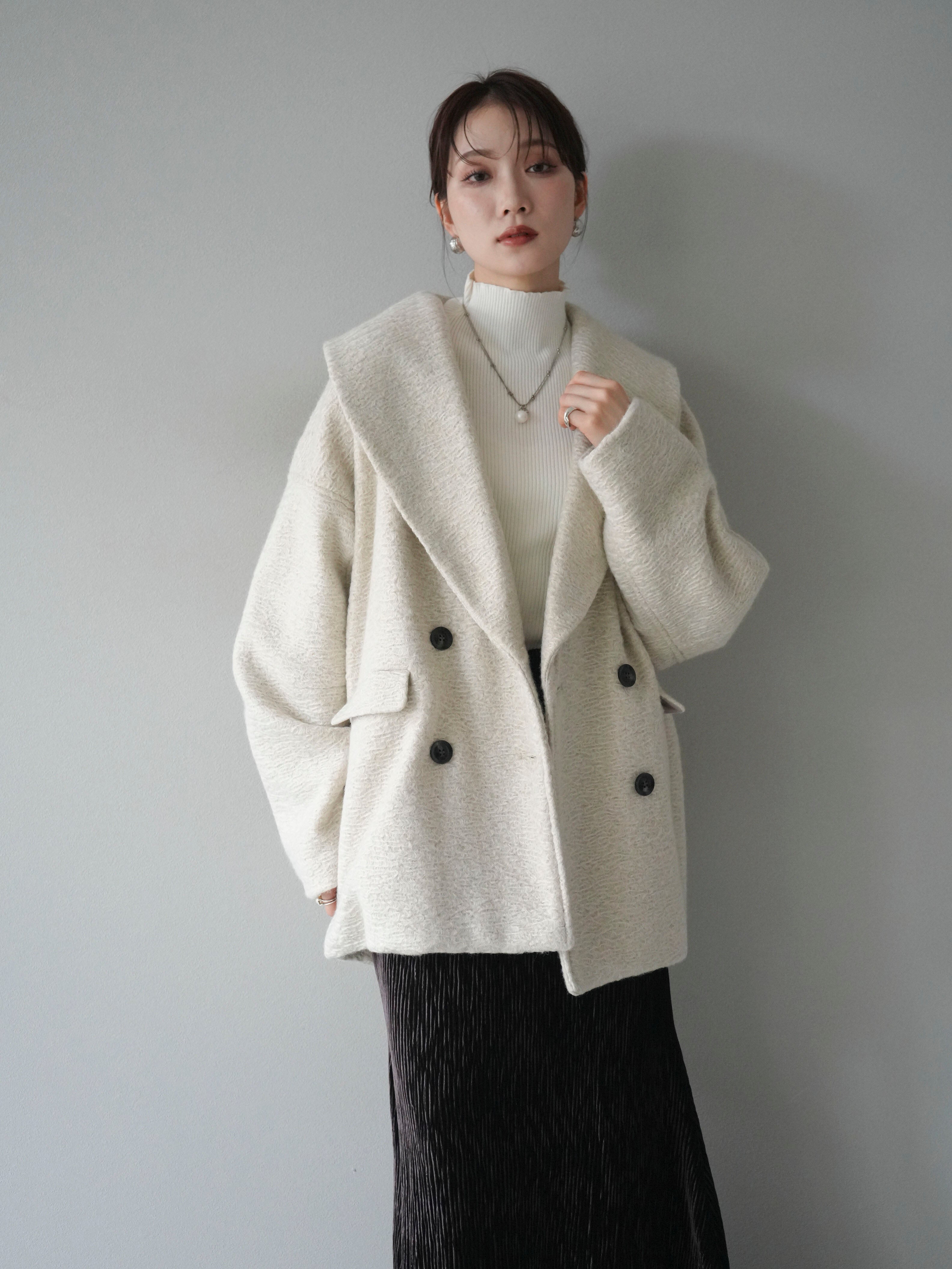 予約]ロービング襟付きミドルコクーンコート/ivory – Lumier