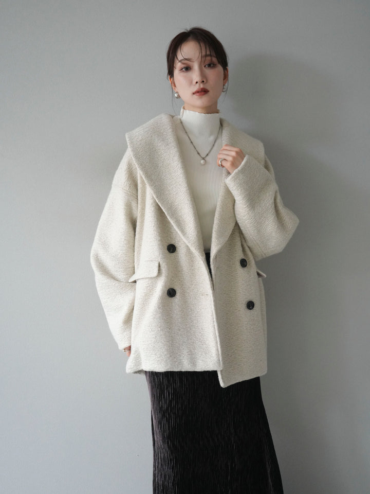 [予約]ロービング襟付きミドルコクーンコート/ivory