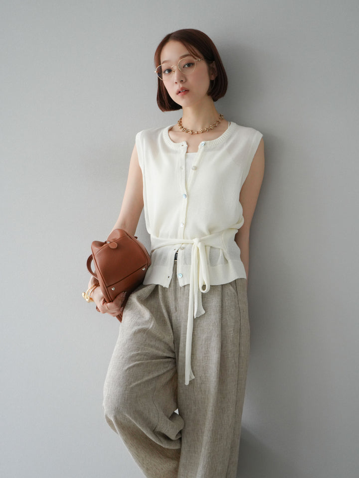 [予約]ウエストベルトニットベスト/アイボリー