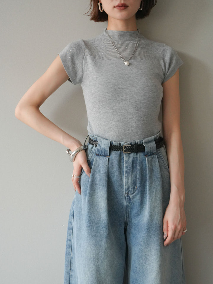 [SET]ビジューシアーフレンチニット+選べるアクセセット(2set)