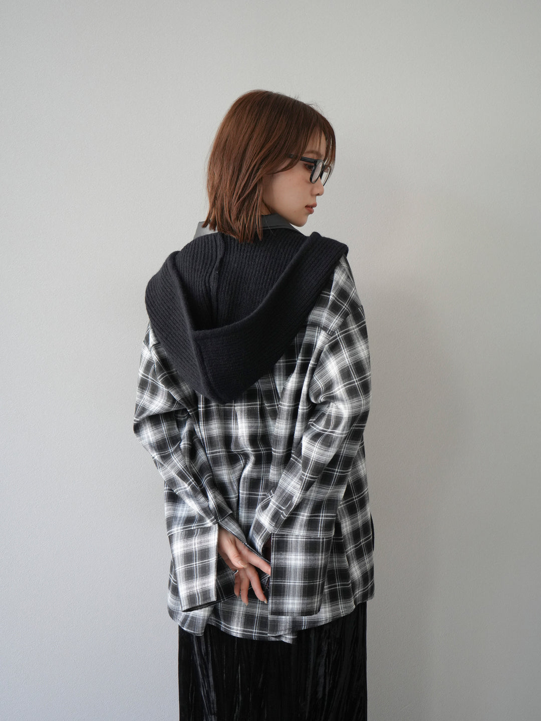 [予約]フードニットマフラー/ブラック