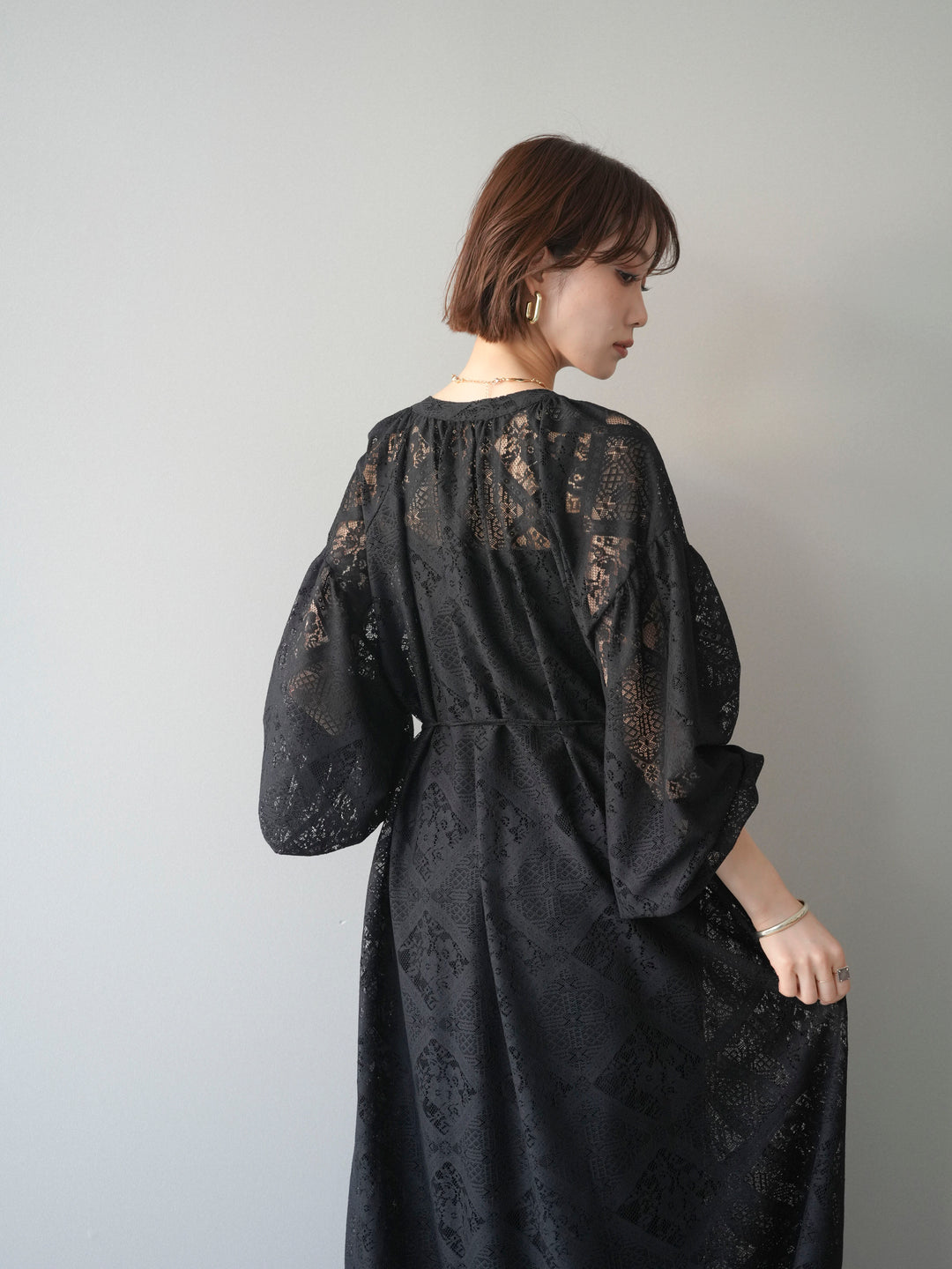 [SET]シアーレースロングガウン+シアーレースイージーパンツ(2set)