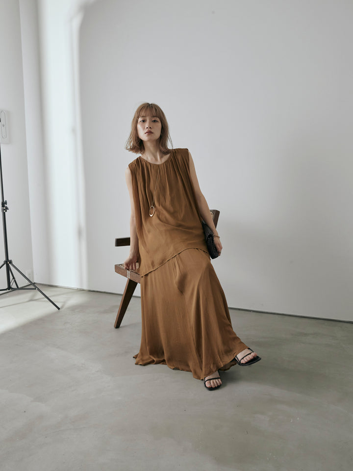 [予約]シアーフレアマキシスカート/ベージュ