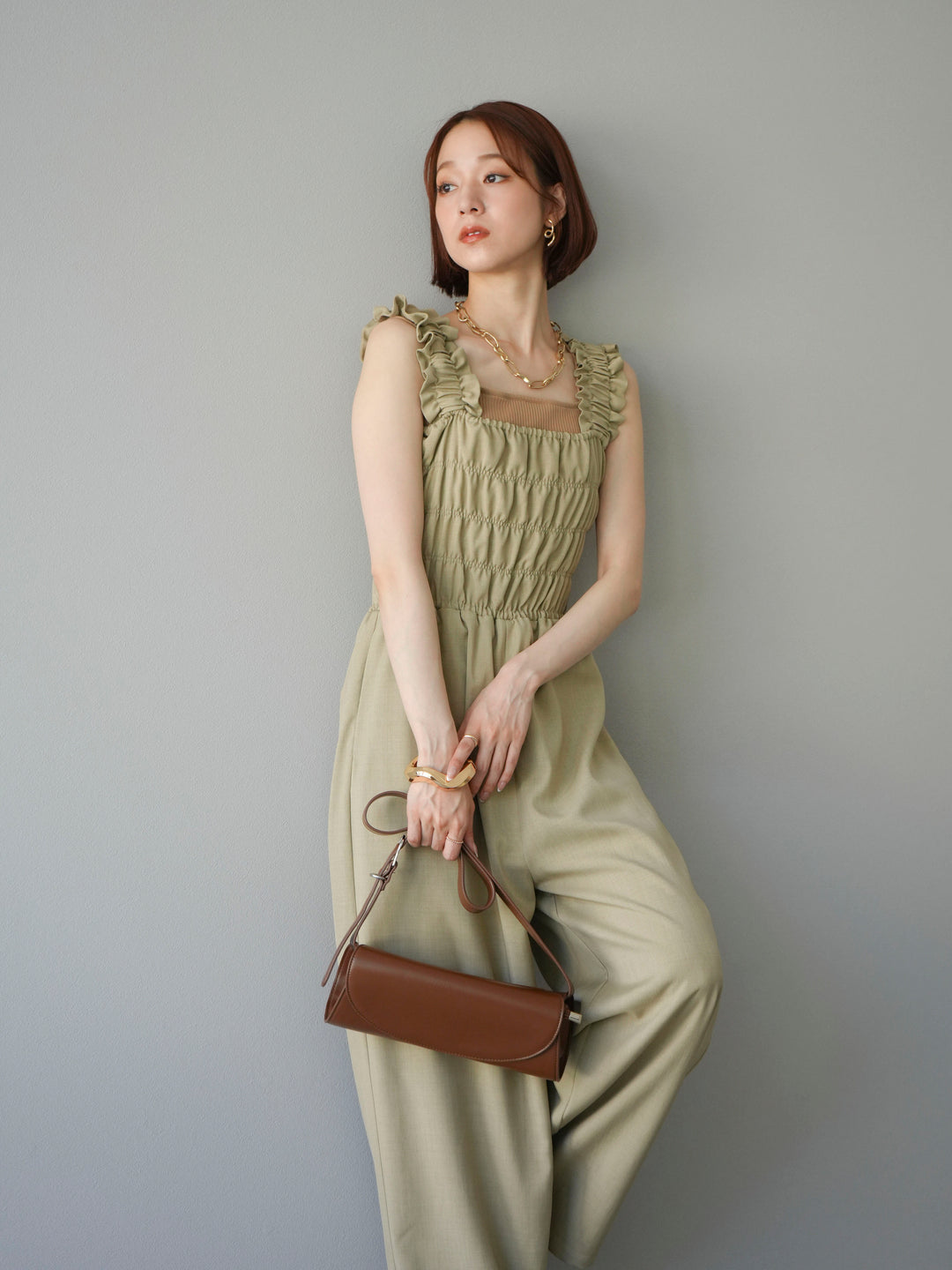 [予約]ヘザーエステルシャーリングサロペット/ベージュ